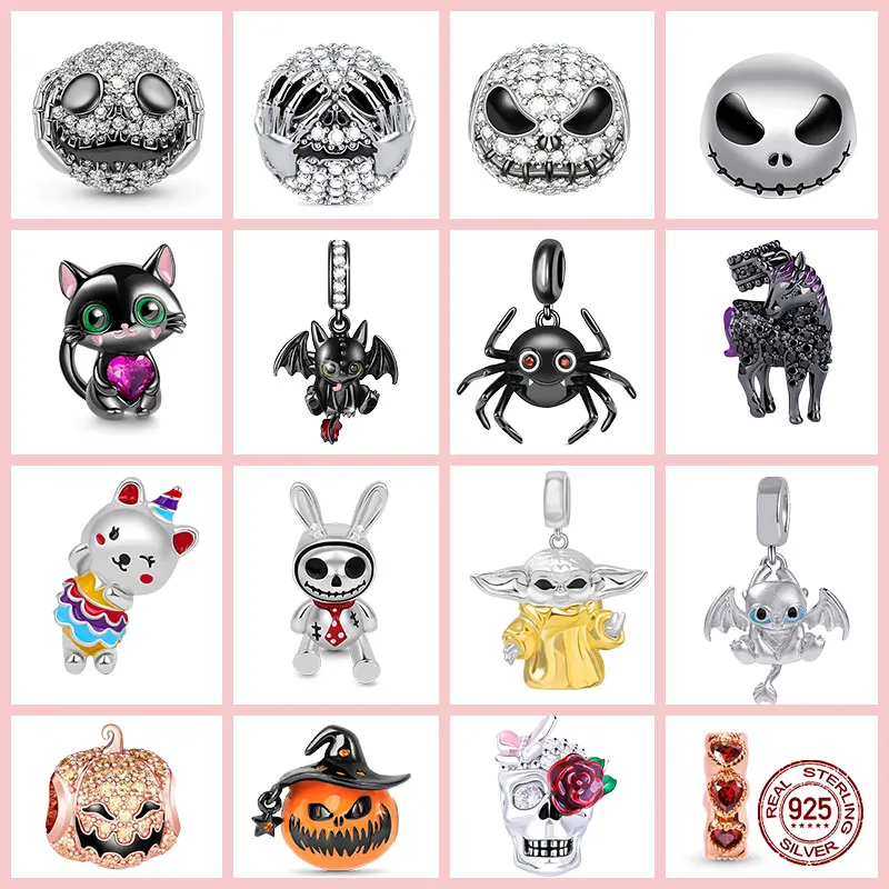 

Top Sale 100% Silver Color Pendant Dark Skull Black Dragon Charms Bead Fit Original Pandora Bracelet Fashion Jewelry DIY Making
