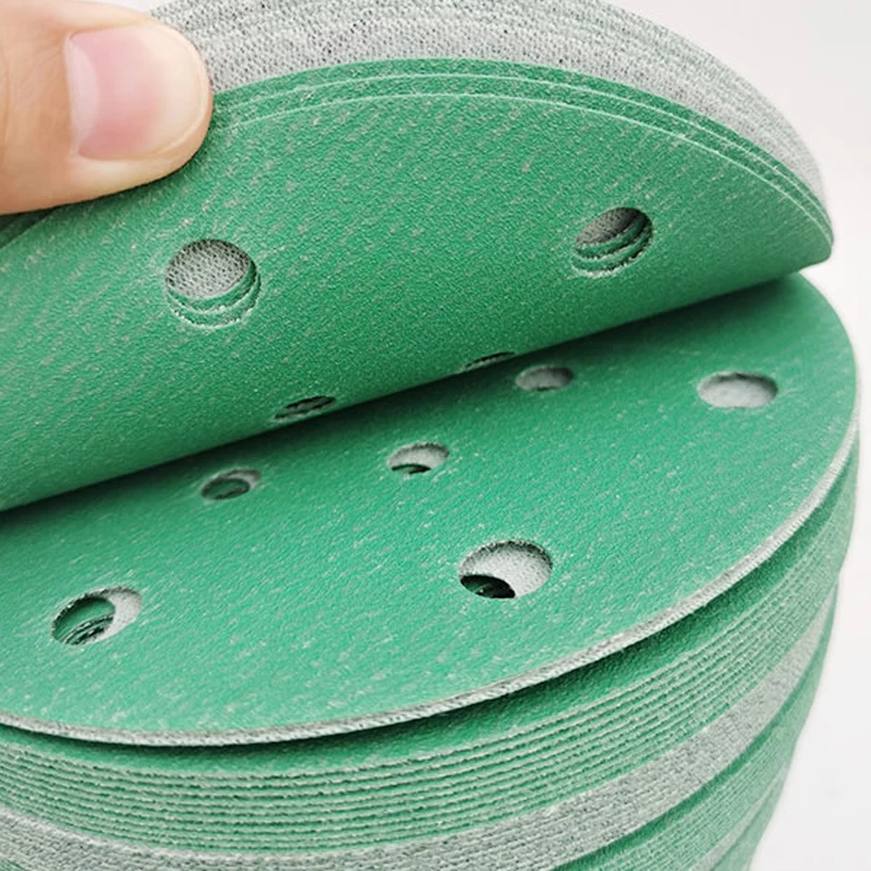 100 штук 6-дюймовой наждачной бумаги с 17 отверстиями круглая флокированная 150 мм