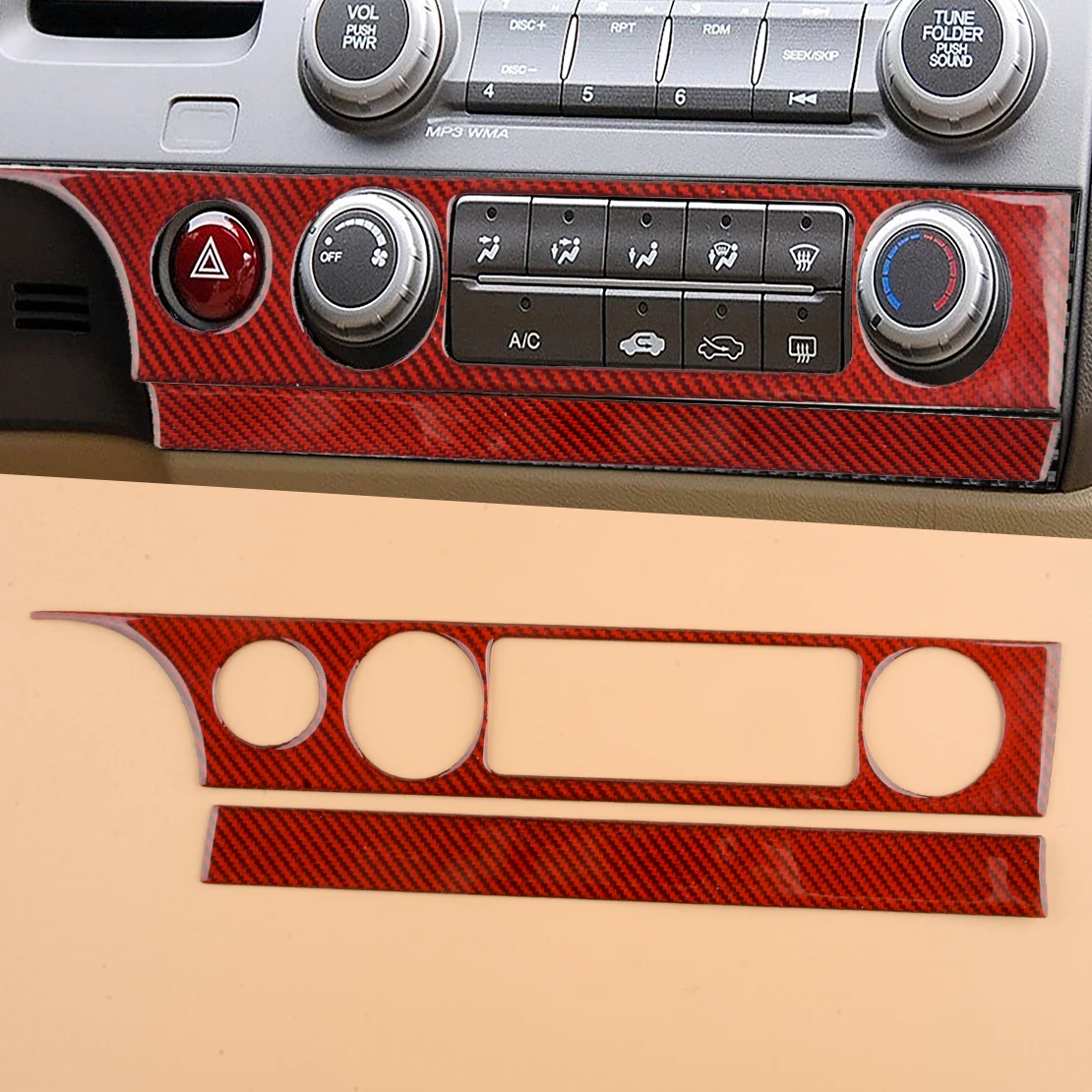 

1 комплект, красная карбоновая внутренняя панель переменного тока для Honda Civic 8 поколения 2011 2010 2009 2008 2007 2006 LHD