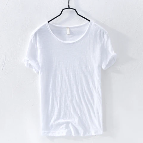 Summer Pure Cotton T-shirt dla mężczyzn O-Neck Solid Kolor swobodny cienki koszulka Podstawowe koszulki plus size męskie topy z krótkim rękawem Ubranie