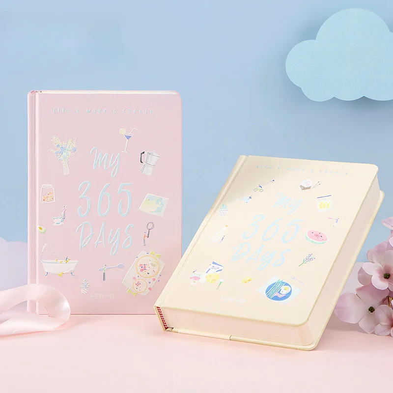 

My 365 Days Pure Light Color Design Hardcover Notebook Undated DIY 2023 Monthly Daily Planner Book 131*193*30mm Free Shipping