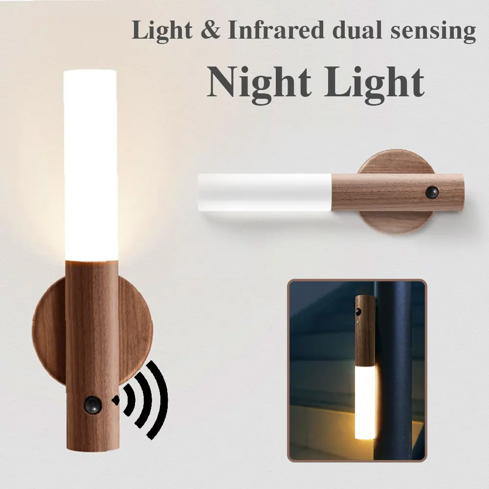 LED Light Wireless Motion Sensor Wall Lamp Protable USB Charge Kitchen Cabinet Wardrobe Closet Light Stairway Lamp Night Lights
