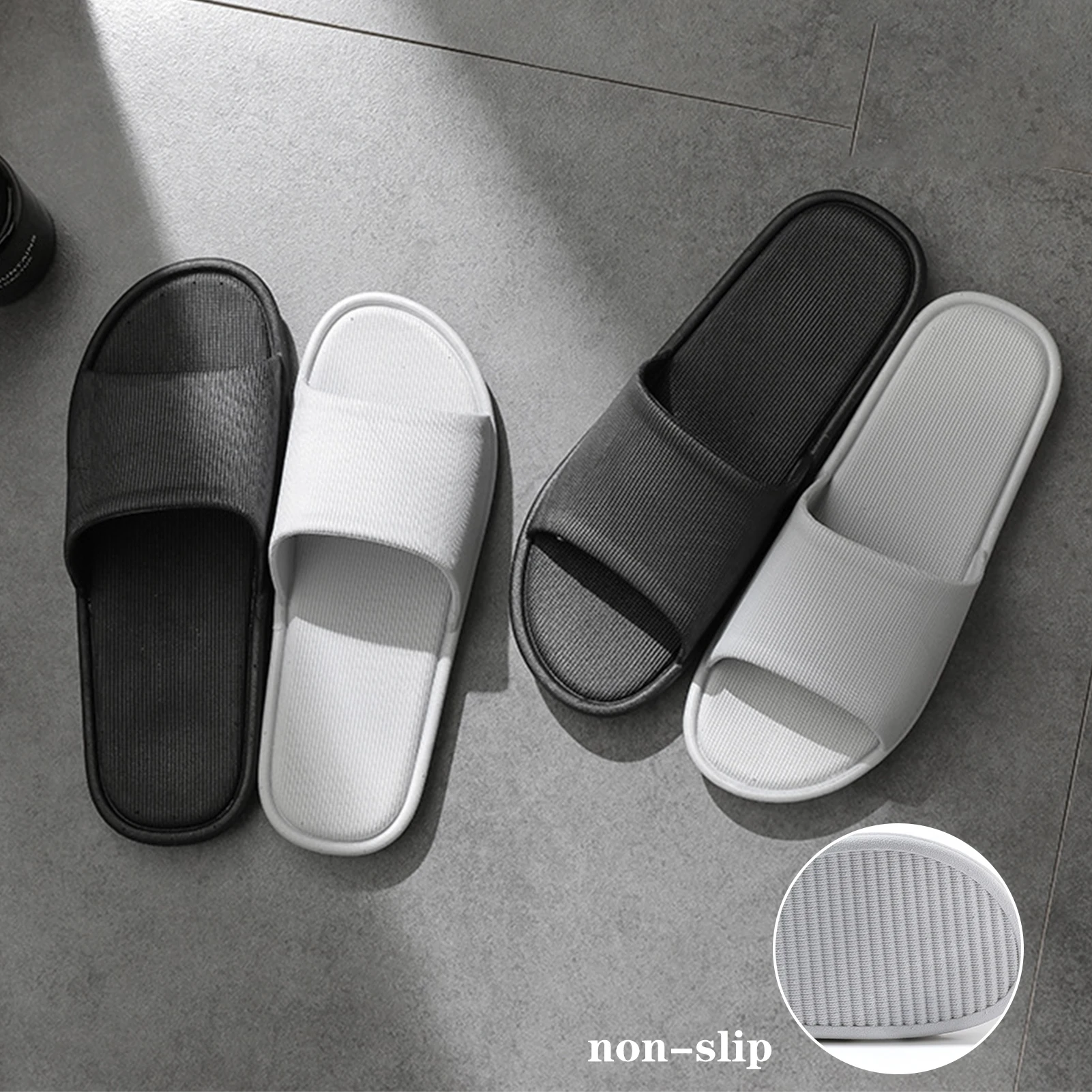 

Indoor Couple Home Slippers Household Anti-slip Soft Bottom Bathroom Slippers Portable Shower Slippers For Ladies and Men B99