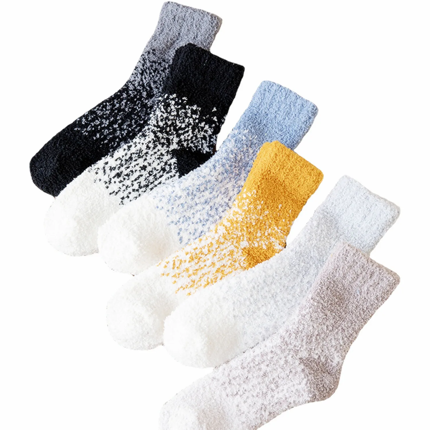 Autumn & Winter Warm Socks Men's Coral Fleece Tube Plus Velvet Padded Men's Lint-free Home Plush Floor Sleep Socks Dames Sokken