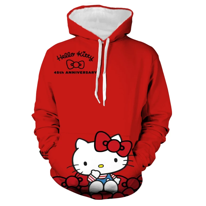 Ladies Hello Kitty Hoodie Streetwear Anime Graphic Print Long Sleeve Sweatshirt Goth Punk Spring Autumn Ladies Hoodie Jacket