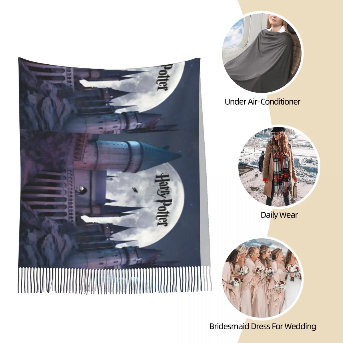 Шарф из фильма H-HARRY P-POTTER с длинной кисточкой теплая мягкая шаль женские