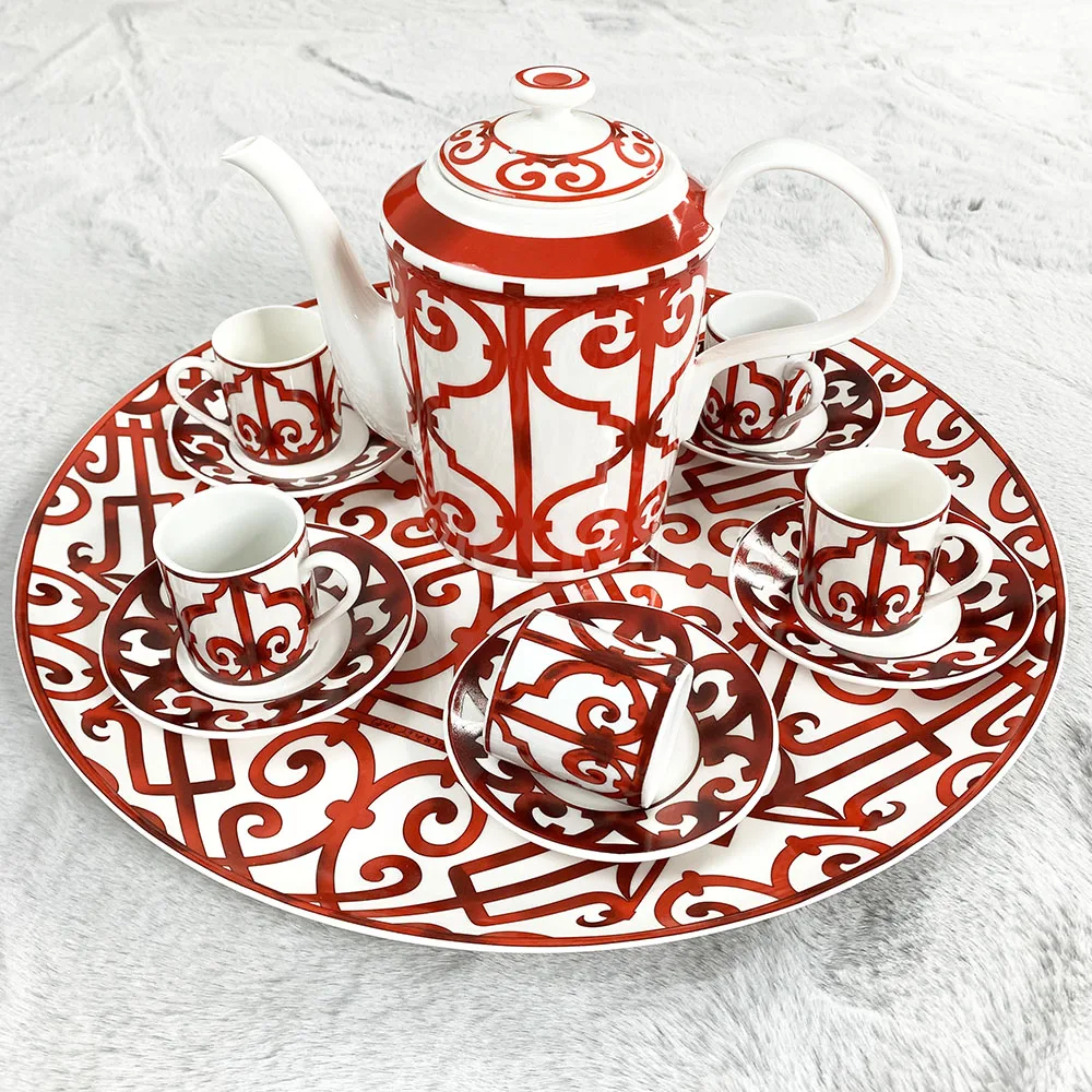 

High Grade Exquisite Bone China Large Tray Kitchen Bar Supplies Saucer Tea Tray Coffee Tray Tea set Dessert Tray