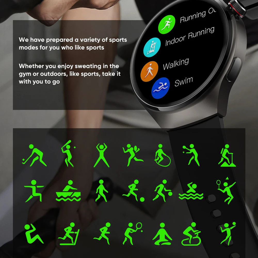 AMOLED-экран Bluetooth-вызов спортивные умные часы для фитнеса NFC мониторинг сердечного
