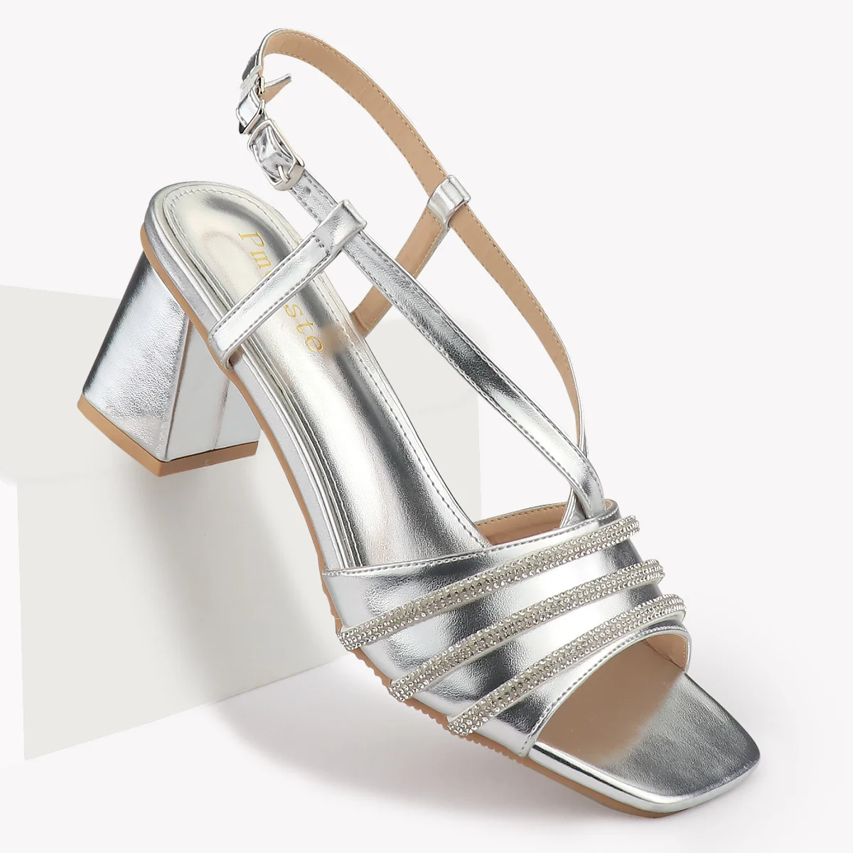 

Women Heeled Crystal Sandals Summer Open Toe Ankle Buckle Elegant Female High Heel Black White Party Rhinestone Shoes