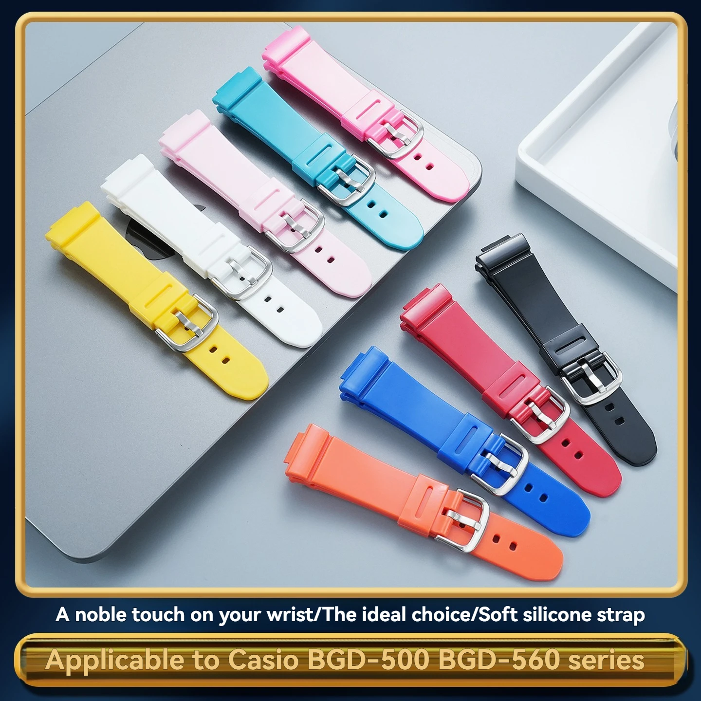 Фото Подходит для Casio BABY-G серии BGD-140, BGD-500, BGD-560, BGD-5000, водонепроницаемый спортивный силиконовый ремешок для часов из полимерной смолы, женский. №1