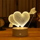 Акриловый ночник 3D в виде сердца для Дня святого Валентина, ночник сделай сам для детской, спальни, светильник для свадебного декора, рождественский подарок