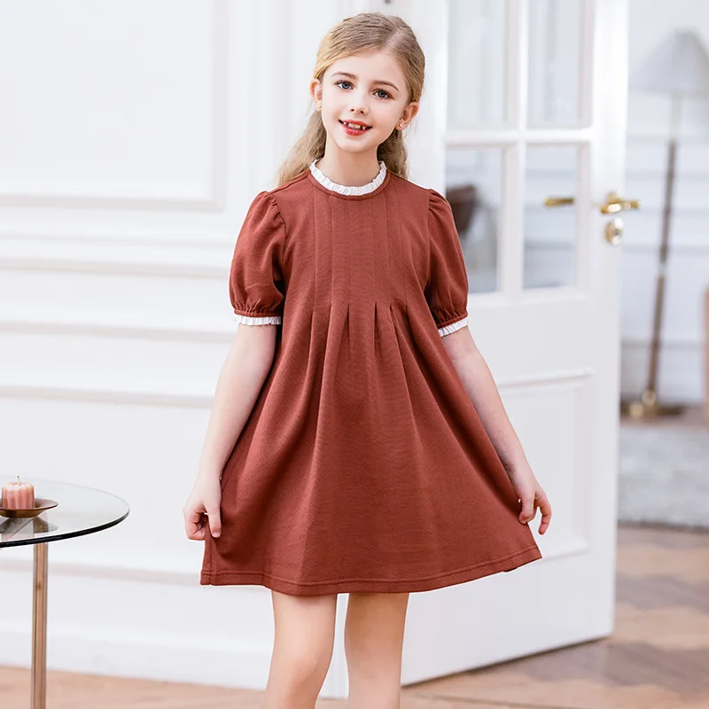 

2023 Summer New Girls Retro Dress Children Elegant Patchwork Clothing Fashion Kids Princess Dress Sweet, #7316