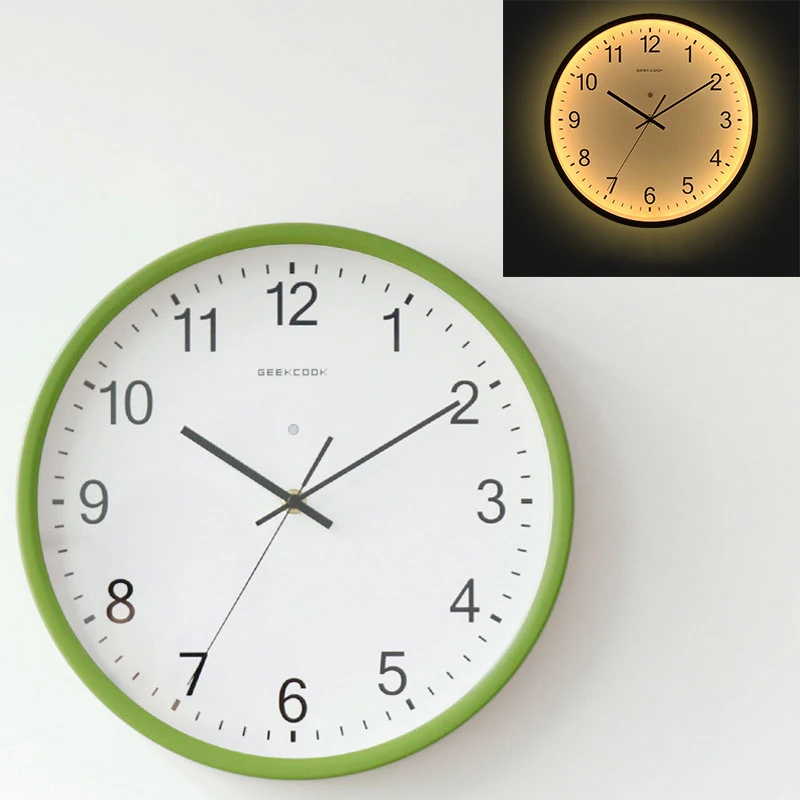 Modern Sound-controlled Wall Clock LED Luminous Metal Furniture Items Art Hollow Home Decor 12 Inch for Gift Decoration