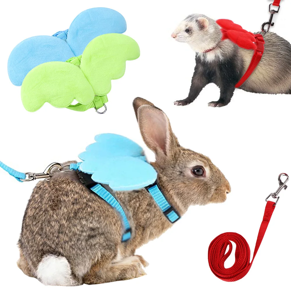 

Hamster Rabbit Angel Wings Harness Leash Collar Chest Strap Traction Rope for Bunny Ferret Rat Cat Duck Lead Pet Supplies Items