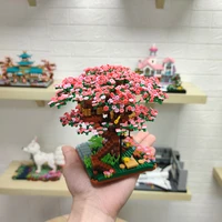 2138pcs sakura house tree building blocks cheer flower city street view micro assemble bricks decoration gift for birthday girl