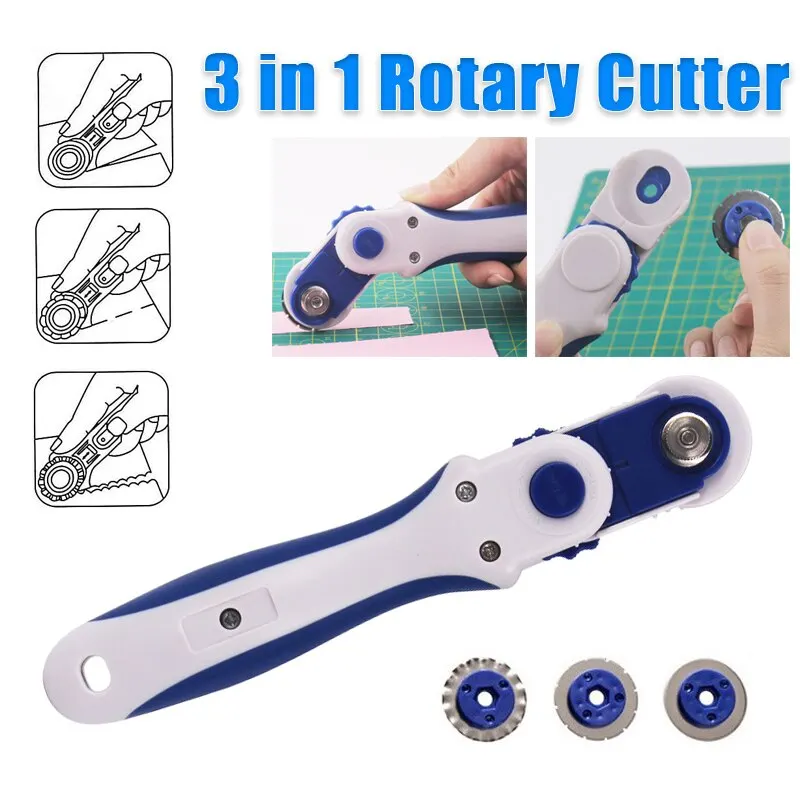 

3-in-1 28mm Rotary Cutter Leather Cutting Tool Leather Craft Fabric Circular Blade Knife DIY Patchwork Sewing Quilting Dropshipp