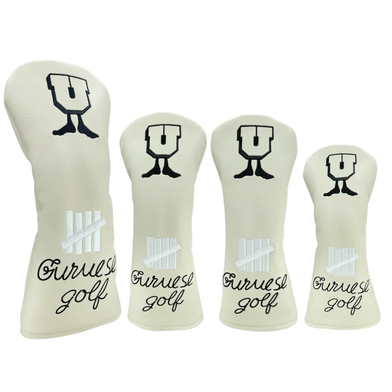 

New Beige Fisherman Foot Golf Club #1 #3 #5 Mixed Colors Wood Headcovers Driver Fairway Woods Cover PU Leather Head Covers