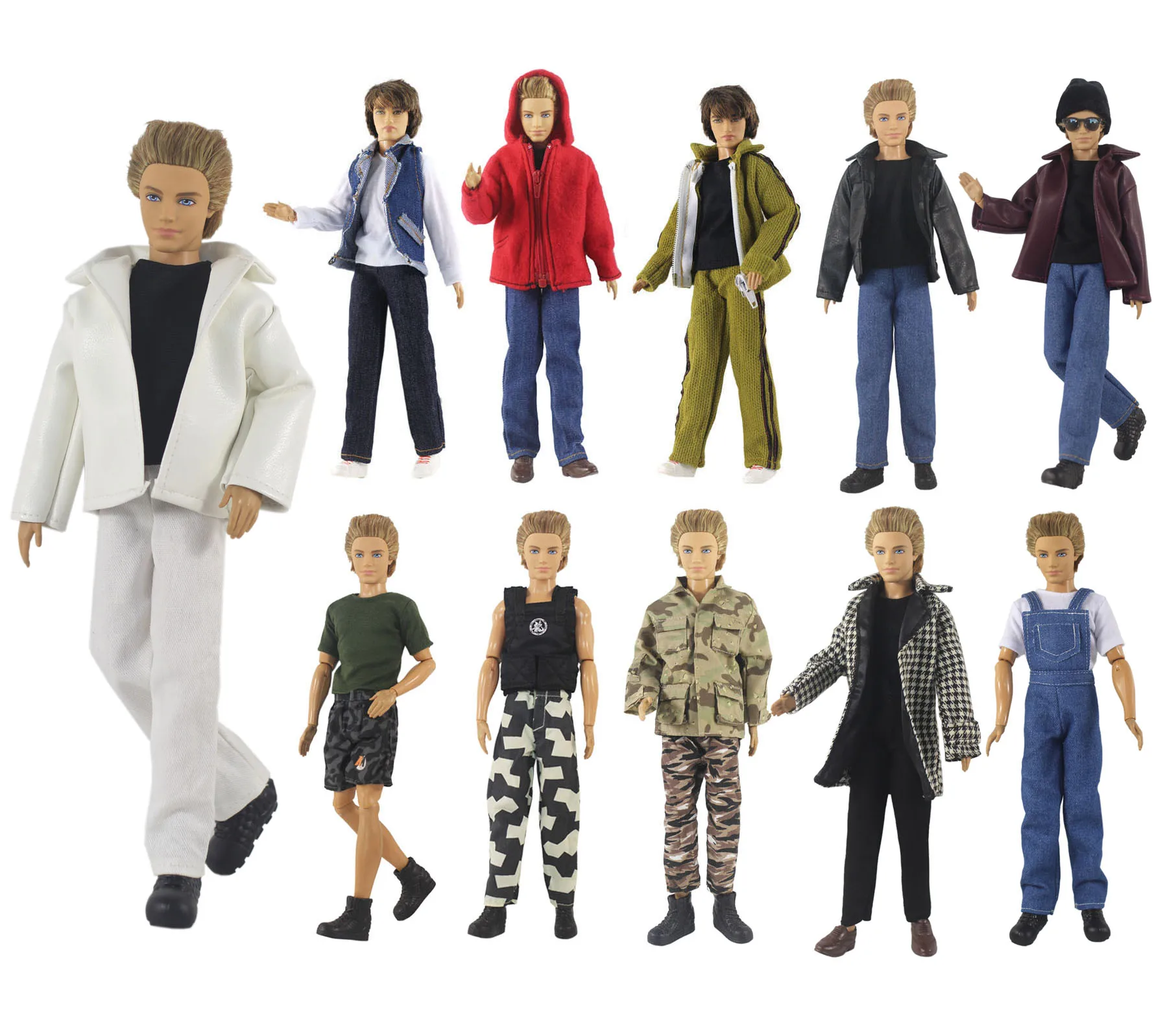 Conjunto de ropa de muñeca, ropa de cuero para muñeca Ken de 12 pulgadas, muchos estilos para elegir, #01