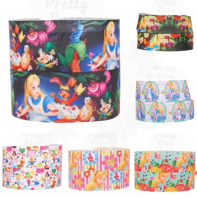

Disney Princes Grosgrain Ribbon Alice in Wonderland Rapunzel 10yards 25mm DIY Craft Fabric Bouquet Gift Box Wraps Decoration