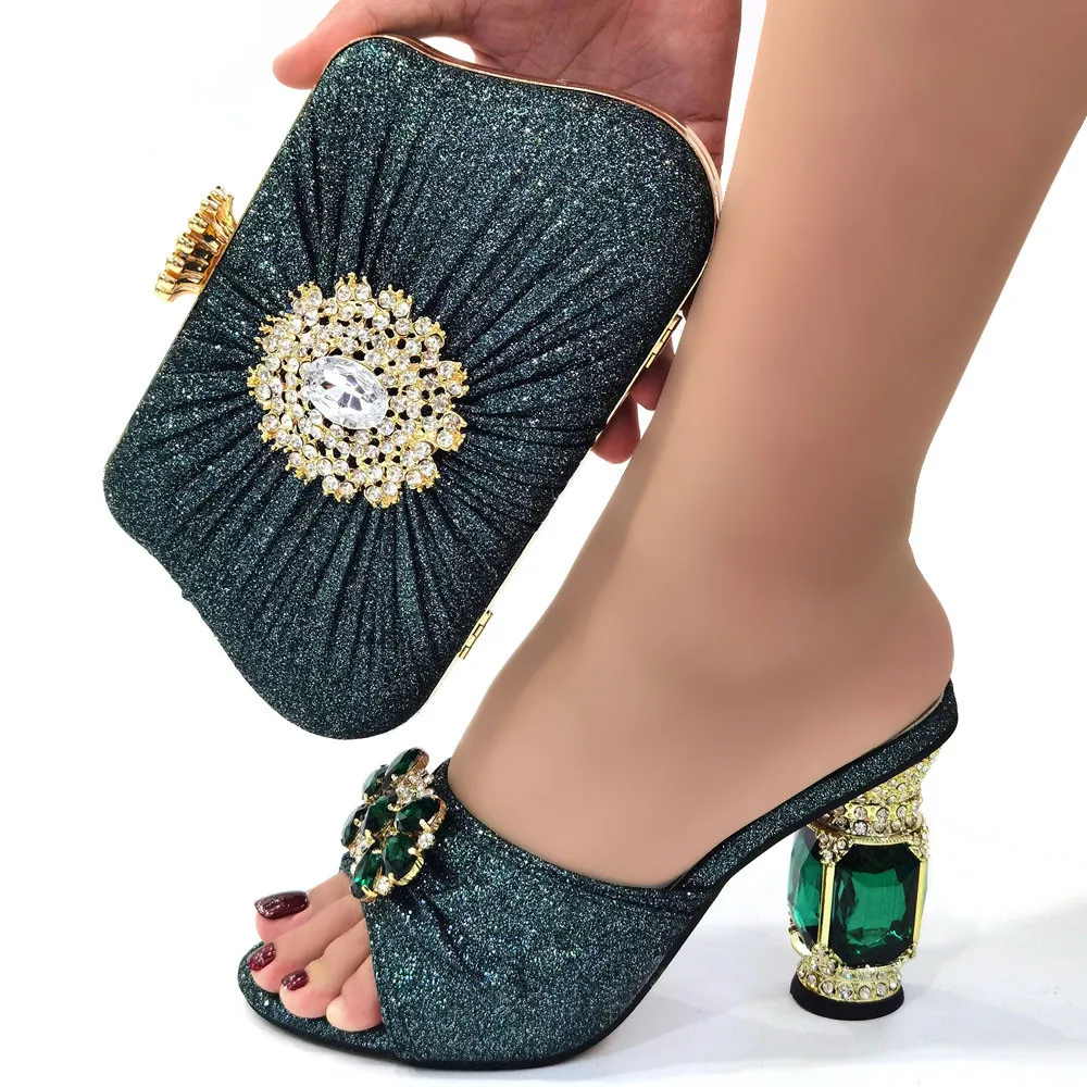 

Latest Design Italian Shoes with Matching Bags Womens Dress Shoes Open Toe Ladies Slippers with Heels Nigerian Women Party Pumps