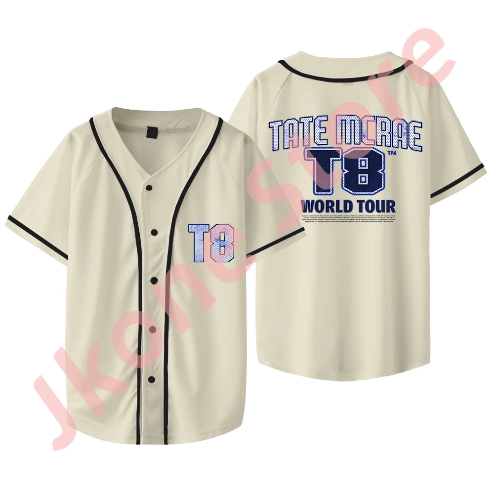 Tate McRae T8 Merch Baseball T-shirts Think Later World Tour Jersey Tee Summer Unisex Fashion Short Sleeve Jacket