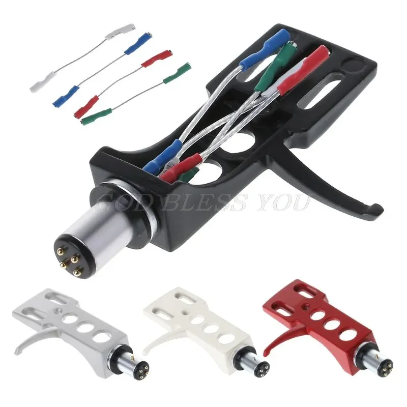 

Set 4Colors Metal Turntable Headshell Mount Universal LP Phono Cartridge Replacement Phonograph Head Holder Stylus Lead Wire