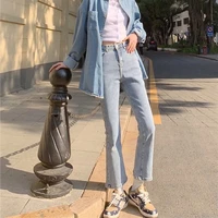 womens casual slim ankle length flare jeans spring summer streetwear high waist boot cut denim pants lady skinny flare jeans