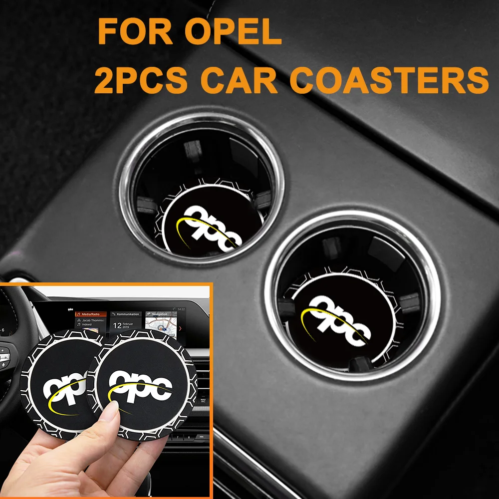 

2pcs Car Coaster Water Cup Bottle Holder Anti-slip Pad Mat For OPEL OPC White Red Interior Decoration Auto Styling Accessories