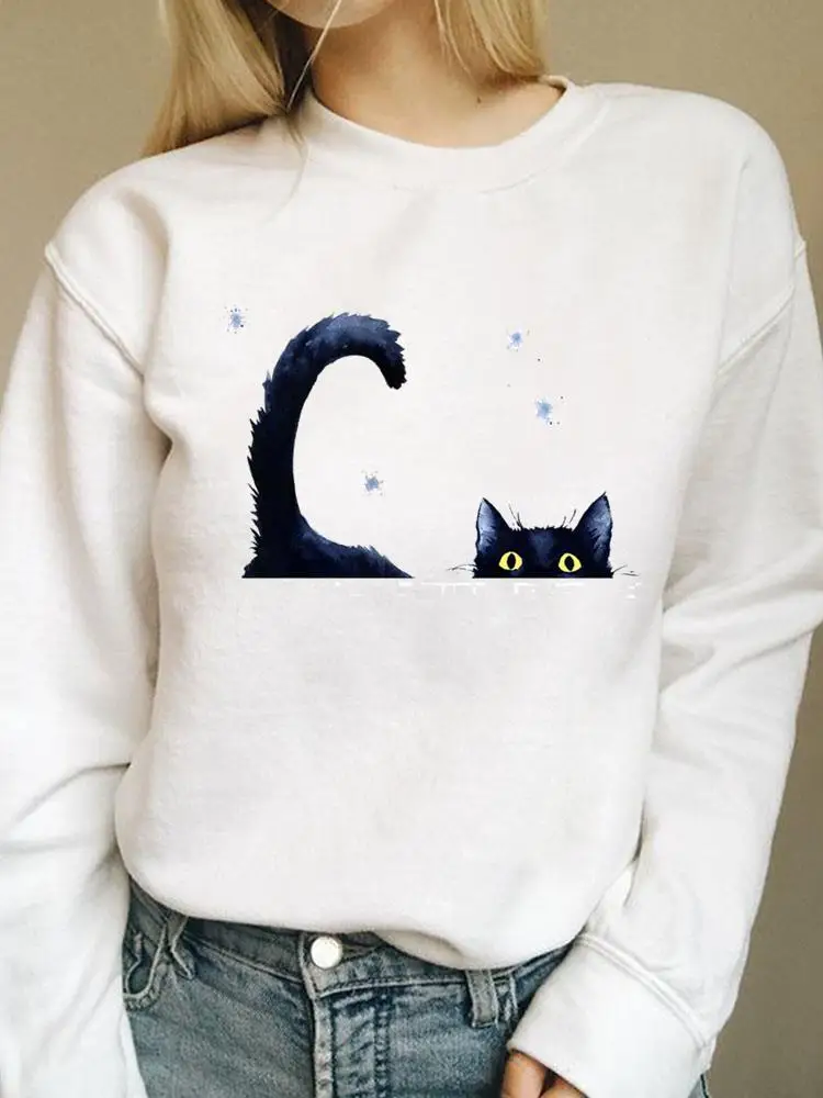 

Cat Watercolor Lovely Style Autumn Spring Fashion Graphic Sweatshirts Casual Print Female Women Long Sleeve Clothing Pullovers