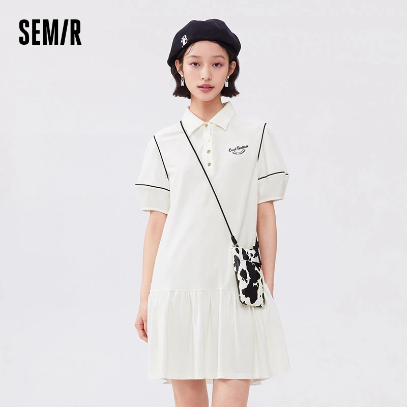 

Платье-Поло женское трикотажное с оборками и вышивкой