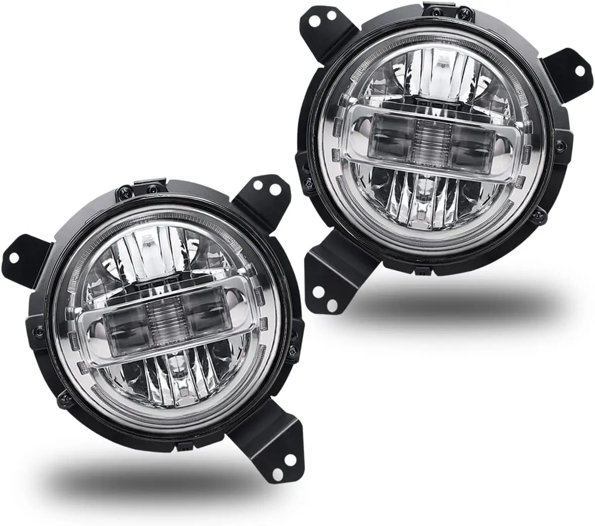 

For Jeep Wrangler JL JLU Sahara Rubicon Sport 2018-2021 2pcs Chrome 7 Inch Headlights with JL Headlamp Mounting Bracket Adapters