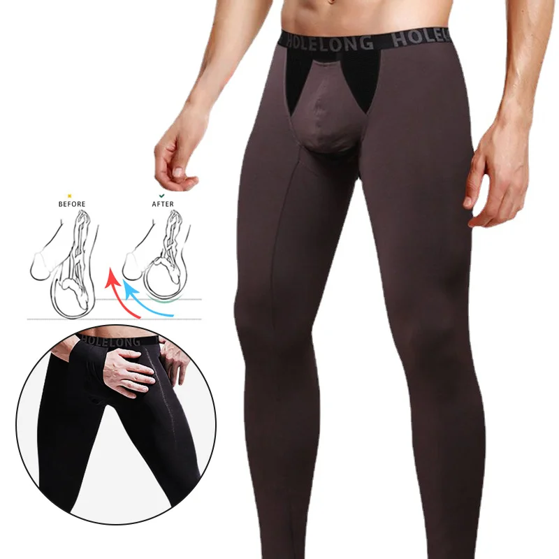Winter Man Modal Penis Pouch Thermal Underwear Bulge Dick Long Leggings Elastic U-Convex Thick Lingerie Gay Breathable Boxers
