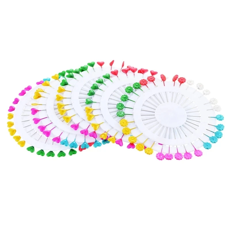 

30Pcs/Plate Colorful Round Pearl Head Leaves Love Pins Quilting Localization Positioning Needle Corsage Sewing Accessories Tools