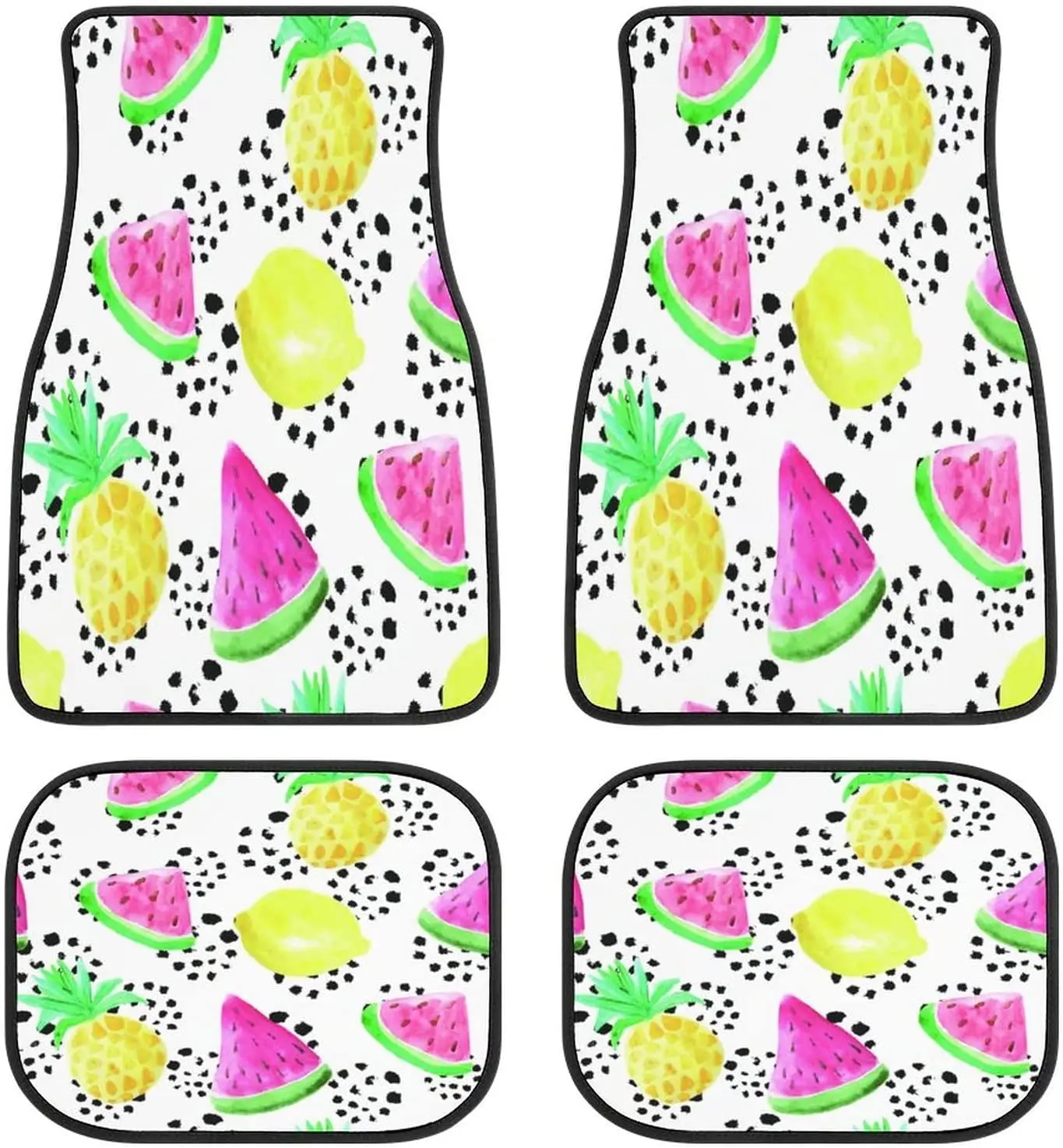 

Fruit Watermelon Pineapple Art Watercolor Car Mats Front&Rear 4-Piece Full Set Carpet Car SUV Truck Floor Mats with Non Slip Bac