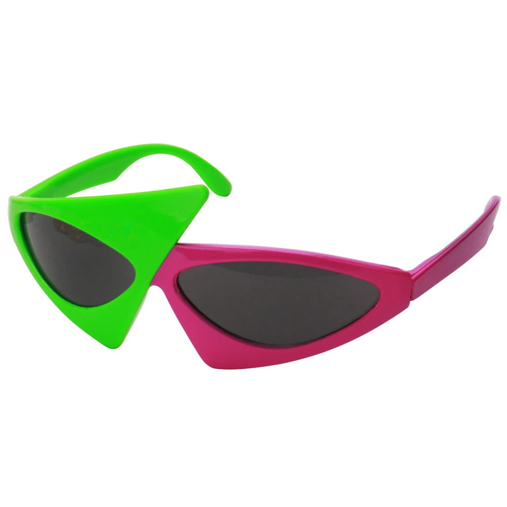 

Новинка, забавные контрастные зеленые и розовые очки в стиле хип-хоп, асимметричные аксессуары для украшения вечеринки