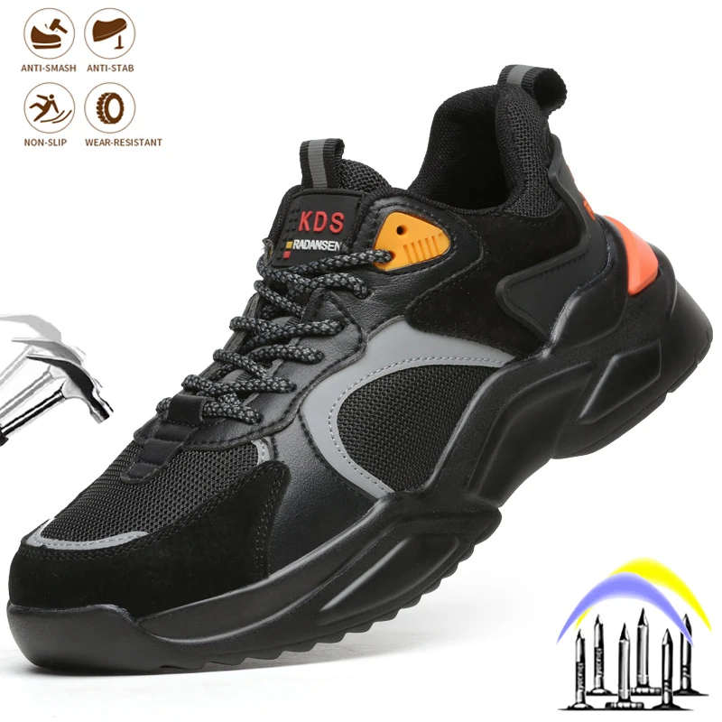

Man Lightweight Work Safety Shoes Man Safety Boots Anti-puncture Steel Toe Work Sneaker Male Anti-Smashing Construction Footwear