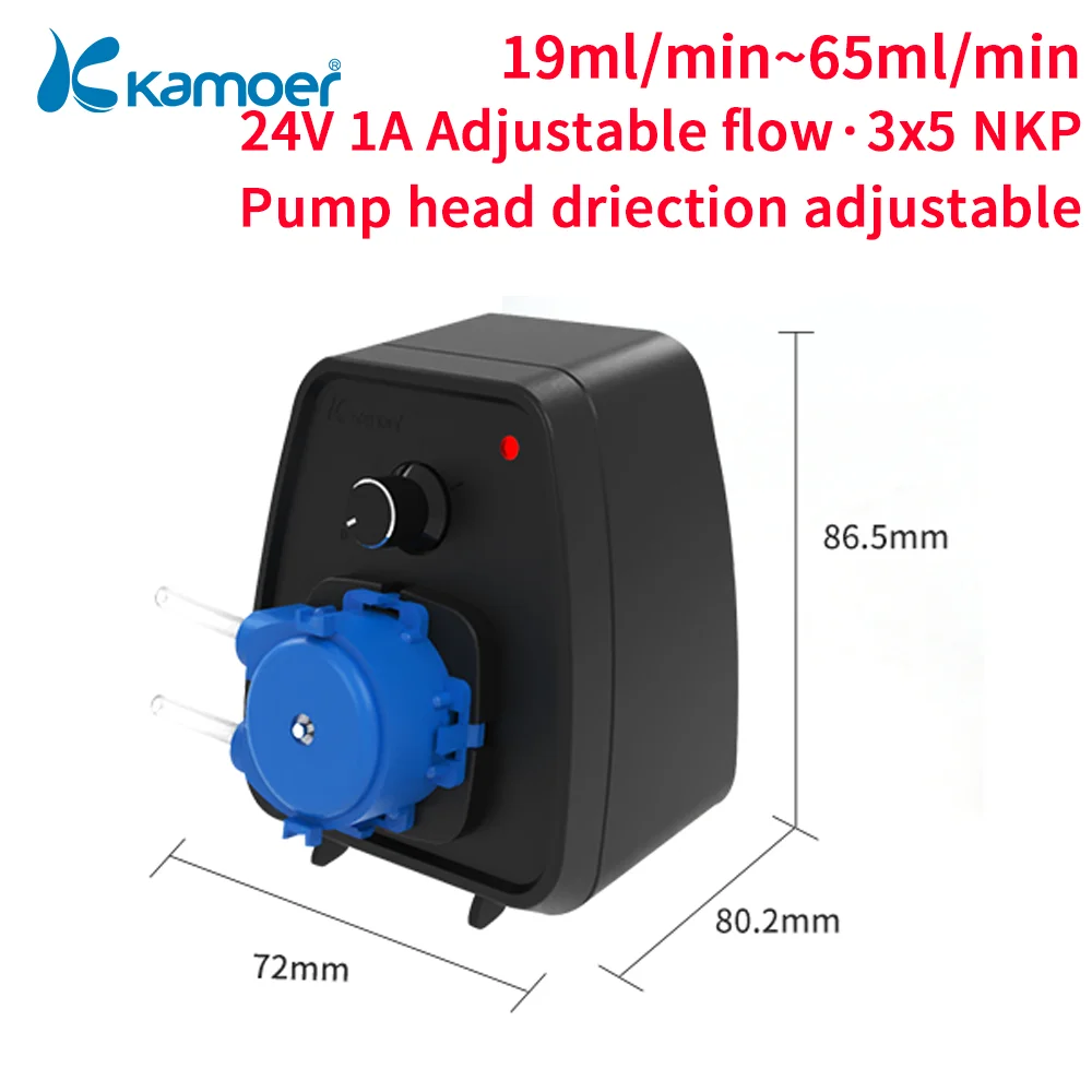 

Kamoer 19~65ml/min KCP-X Super Mini Peristaltic Pump 24V DC Motor Adjustable Flow Dosing Pump Self-priming Pump for Lab