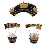 30 40 50 60 years old cupcake toppers birthday party anniversary adult 30th 40th 50th 60th birthday cake decorations supplies