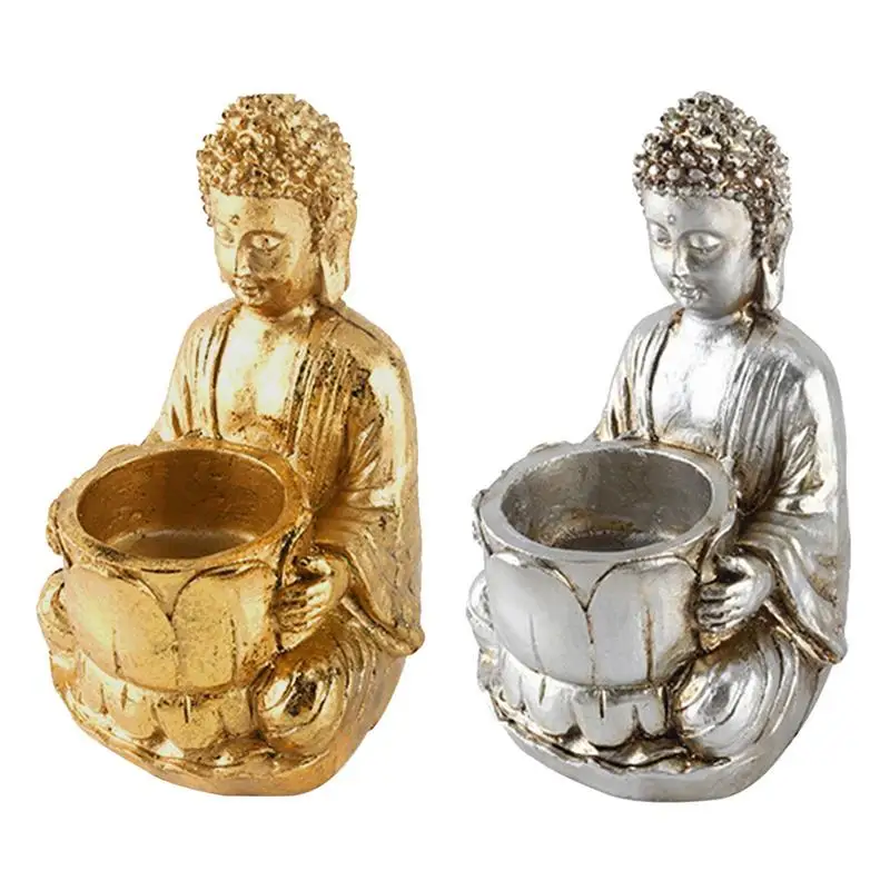 

Resin Buddha Statue Candle Holder With Meditating Buddha Figurine Sculpture Home Decor Accessories For Living Room Desktop Decor