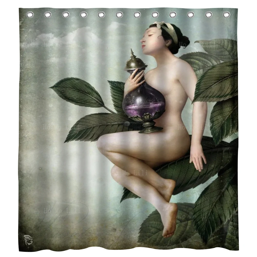 

A Mysterious Woman Sitting On A Leaf Holds A Bottle Of Fairy Water In Her Hand Shower Curtain By Ho Me Lili For Bathroom Decor