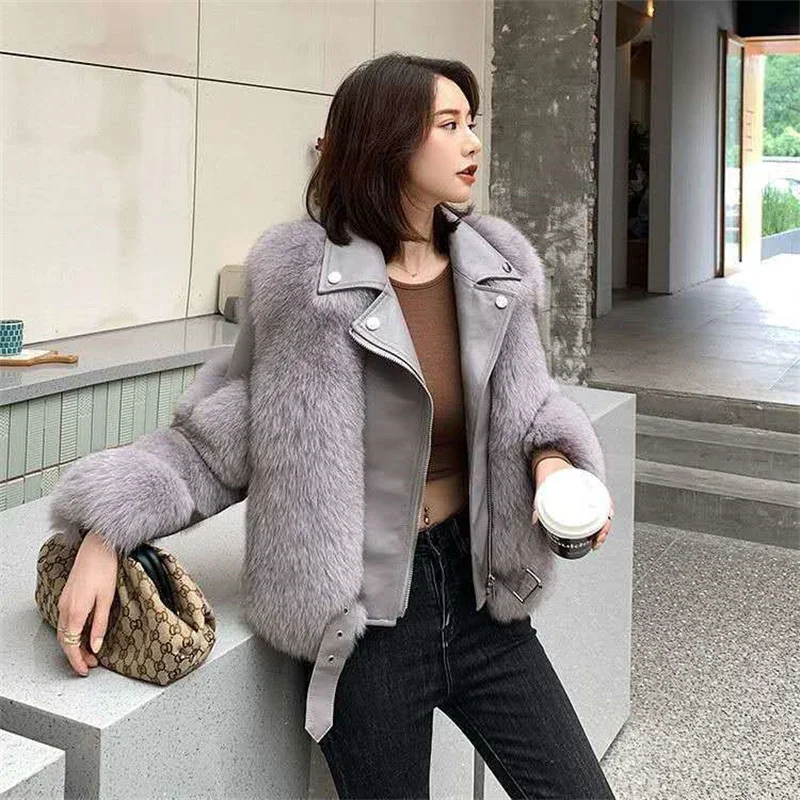 In Online Celebrity Winter Women New Full-Skin Fur Coat 2023 Female With High Imitation Fox Fur For Temperament Slim Fur jacket