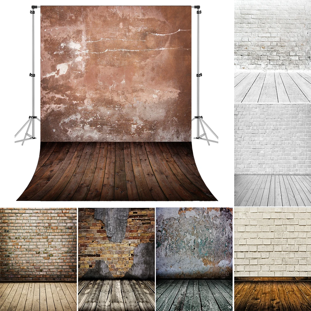 

Bonvvie Brick Wall Wooden Board Floor Backgrounds Vintage Portrait Newborn Baby Children Photography Backdrops for Photo Studio
