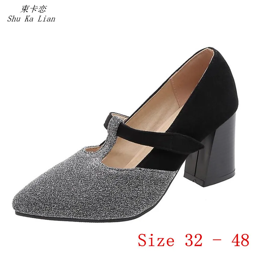 

High Heels Women Pumps T Strap High Heel Shoes Stiletto Woman Party Wedding Shoes Kitten Heels Small Plus Size 32 - 48
