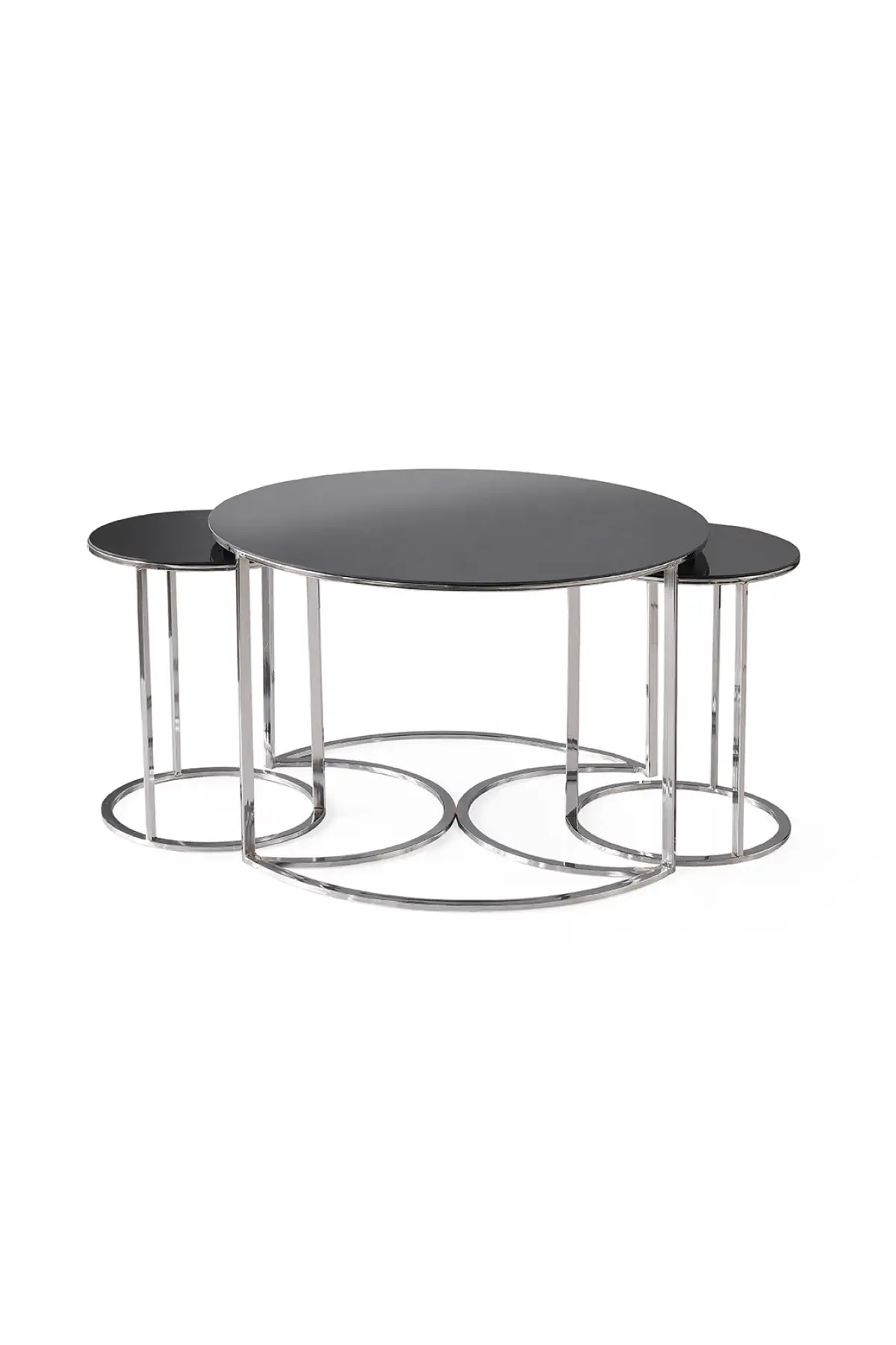 

Modern Athens Middle coffee table Set Chrome Plated Smoked Glass coffee tables table basse furniture living room table