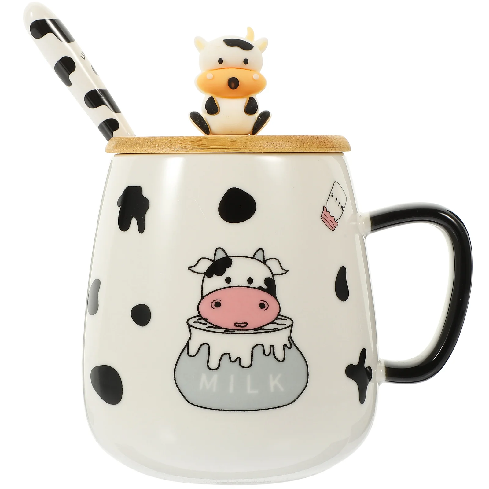 

Ceramic Mug Lid Handheld Breakfast Mugs Couple Big Handle Cup Couples Coffee Animal Drinking Cups Cartoon Cow