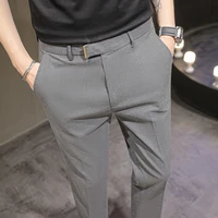 2022 summer thin business dress pants men classic striped slim casual office suit pant fashion social party streetwear trousers