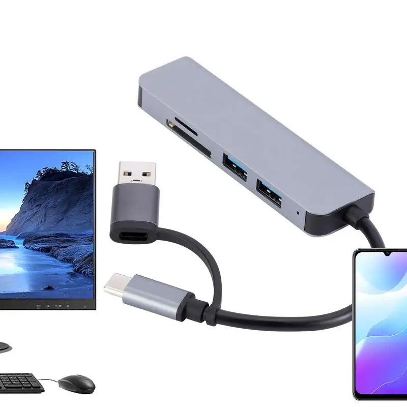 

USB Type C Hub Mini High-speed USB C Splitter TF Card Reader Multiport USB C Dongle With TF Ports For Laptop Computer