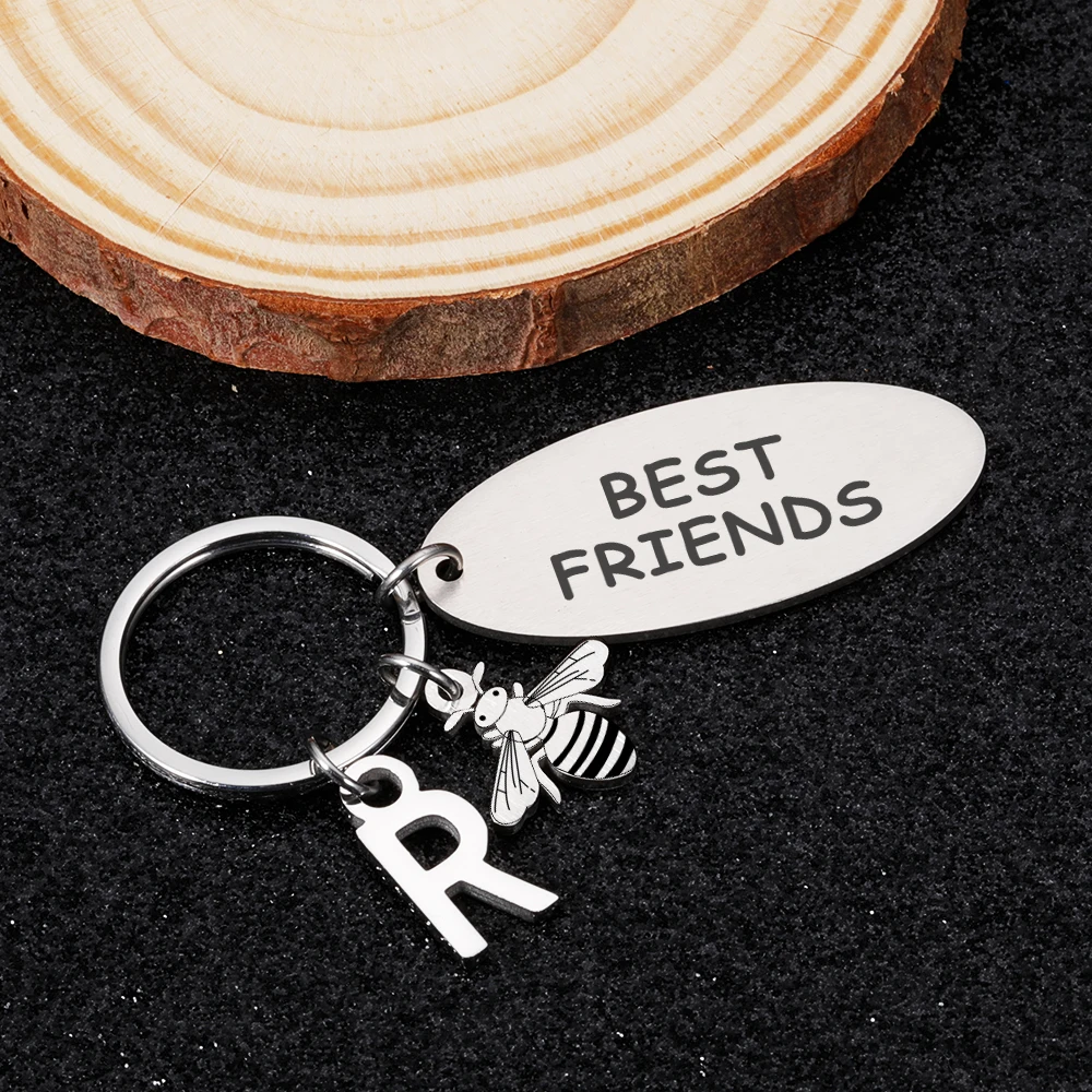 

Friend Keychain Friendship Gifts for BFF Women Gift Bee Key Chain for Best Friends Lettering A-Z Keyrings Birthday Present