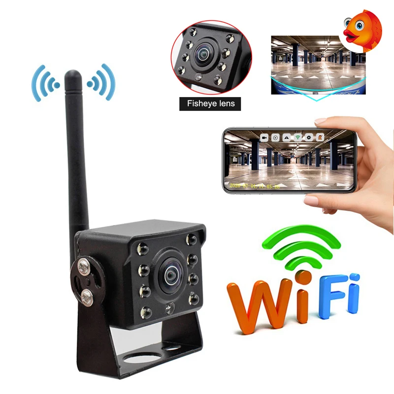 HD камера заднего вида для грузовика беспроводная камера заднего вида WiFi rreverse Camera 170 ° широкоугольная камера ночного видения для автобуса грузовика