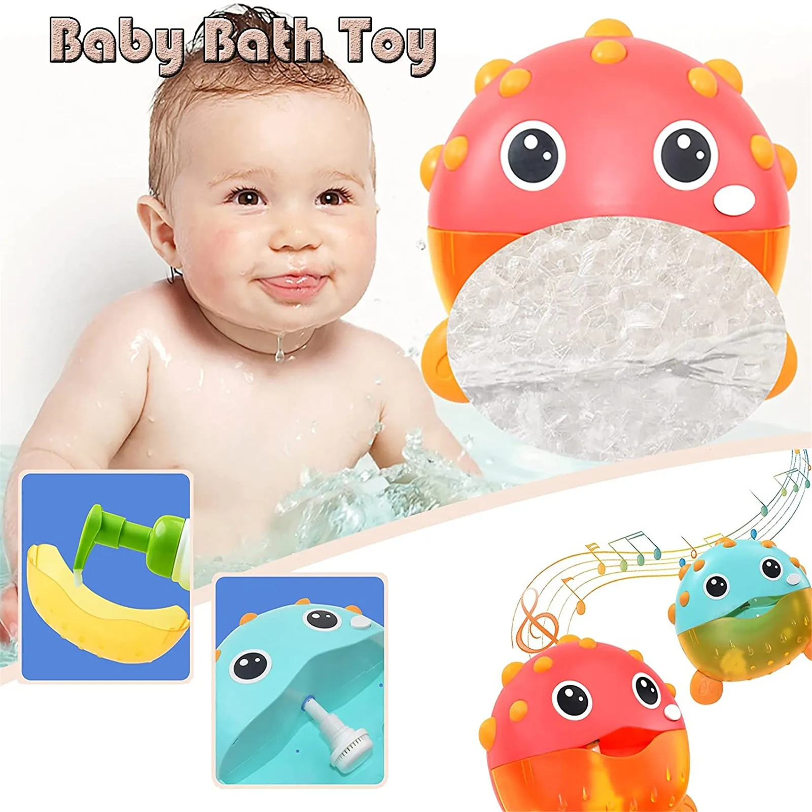 

Bubble Bath Toy Baby Bath Toys Foam Blower Bubbling Making Machine Nursery Rhyme Musical Bathtub Toy For Baby Kids Happy Tub